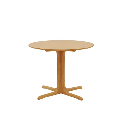 1本脚の円形ダイニングテーブル・ハーフアームチェア2脚 ＜直径90cm＞