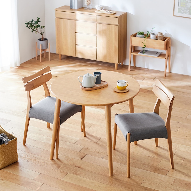 丸テーブル3点セット/グレー