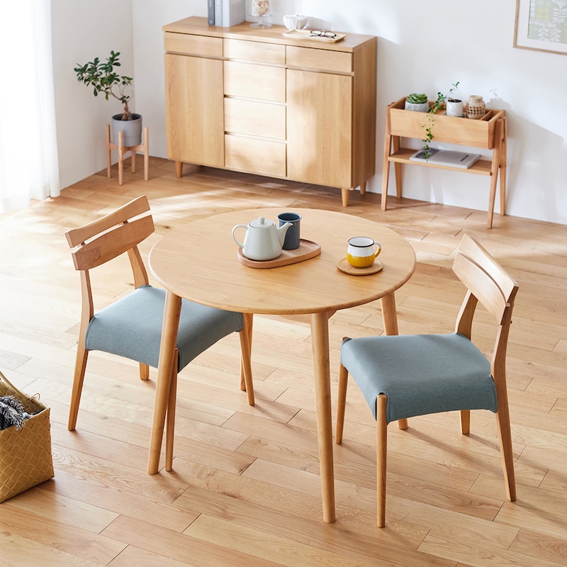 丸テーブル3点セット/ブルー