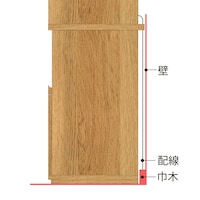 天板が背面より少し出ているので壁との間に隙間ができ、コードを通したり、巾木除けにも