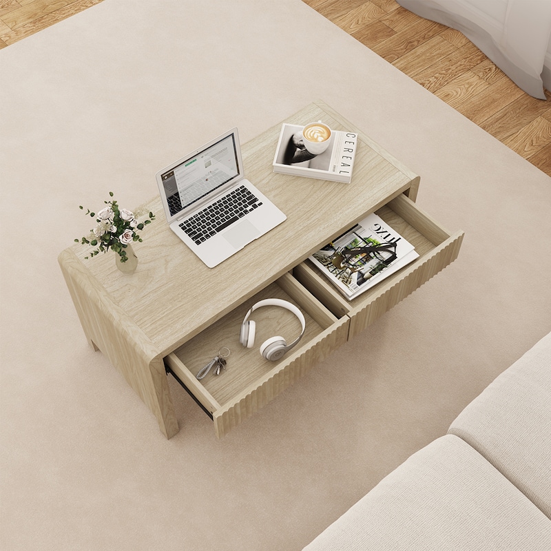 たっぷり収納の引出し2杯付き/ローテーブル