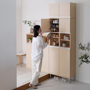 【シェルフィット/Shelfit】【幅1cmピッチオーダー】高さが選べるオープンスペース付きシューズボックス [日本製]