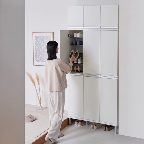 【幅1cmピッチオーダー】高さが選べるシューズボックス ＜脚なし／脚付き＞[日本製]