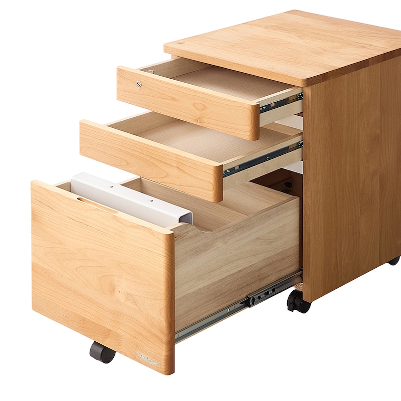 最下段は仕切り板2枚付き、A4ファイルを横向きに収納可能/ワゴン