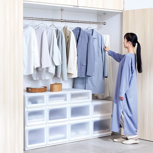 開閉スムーズなクローゼット収納ユニットケース２個セット ＜幅35／幅40／幅45cm＞＜奥行55cm＞
