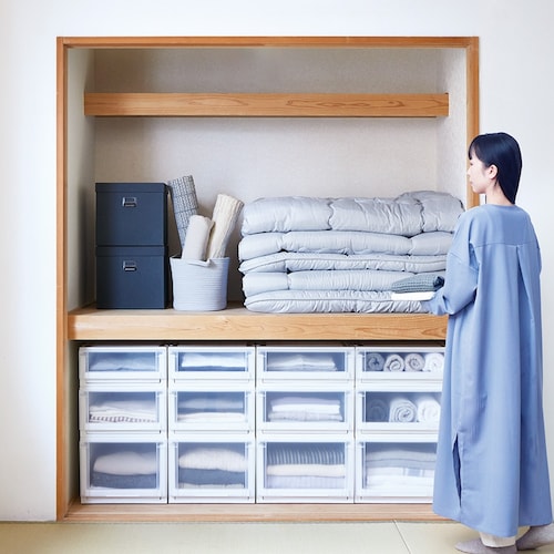 開閉スムーズな押入れ収納ユニットケース２個セット ＜幅39／幅44cm＞＜奥行74cm＞