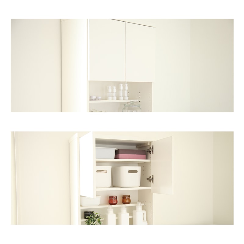 ハイタイプは目線の高さに隠す収納でスッキリ