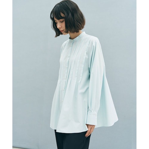 【UNFILO／アンフィーロ】バンドカラー タックブラウス