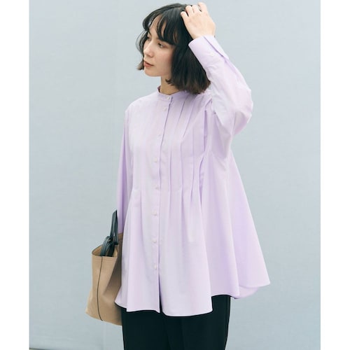 【UNFILO／アンフィーロ】バンドカラー タックブラウス