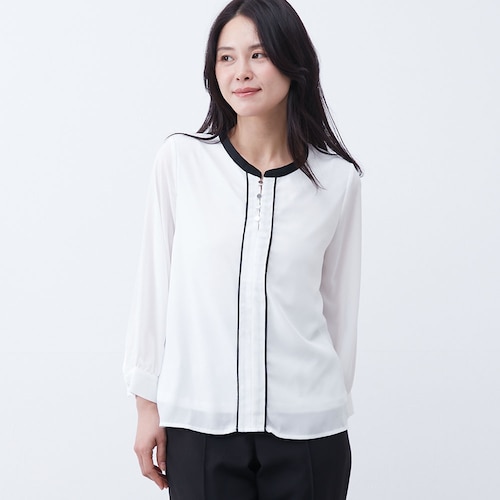 バイカラーパイピングブラウス