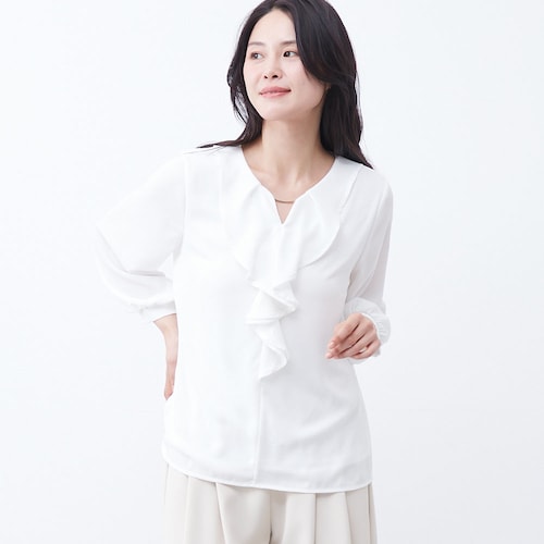 メタルバーフリルブラウス