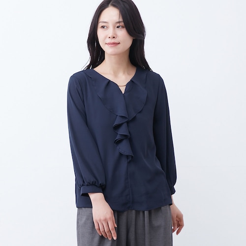 メタルバーフリルブラウス