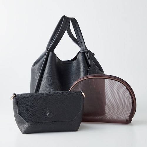 ショルダーバッグ付き やわらか手提げバッグ【3点セット】(2WAY)