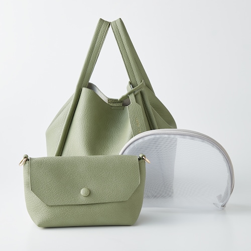 ショルダーバッグ付き やわらか手提げバッグ【3点セット】(2WAY)