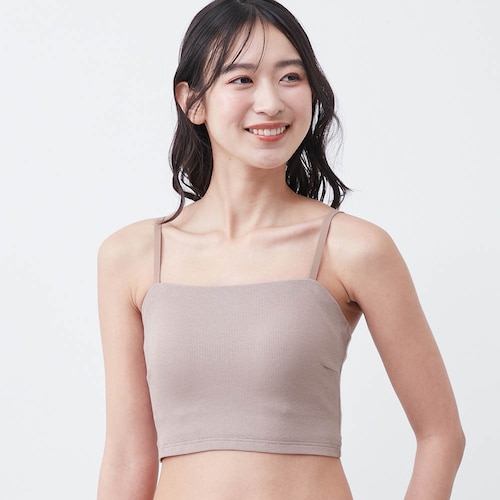 とろふわコットンリブ ハーフブラトップ【保湿】