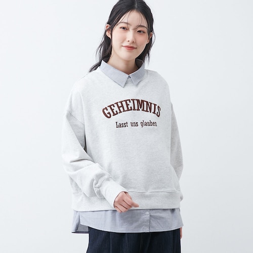 取り外し可能レイヤード裏毛プルオーバー