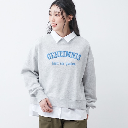 取り外し可能レイヤード裏毛プルオーバー