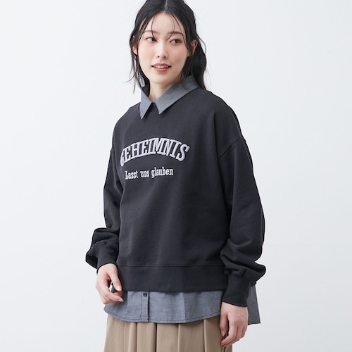 取り外し可能レイヤード裏毛プルオーバー