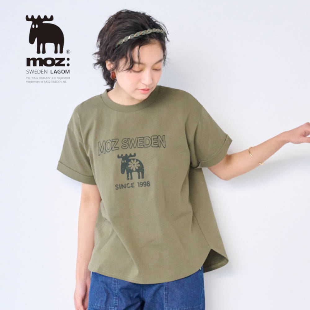 【モズ/moz】汗じみ防止カスレプリントTシャツ