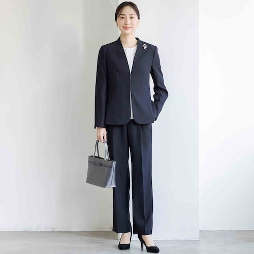 洗えるVネックジャケット＆ブラウス＆パンツ 3点セット