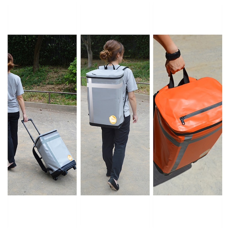 引いて転がす、背負う、手で持つことができる3WAY