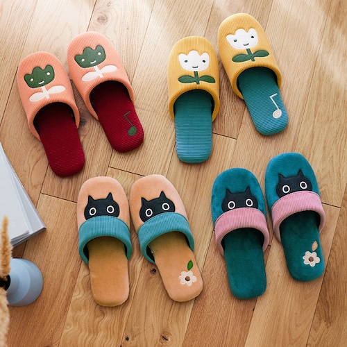 異素材使い刺繍スリッパ