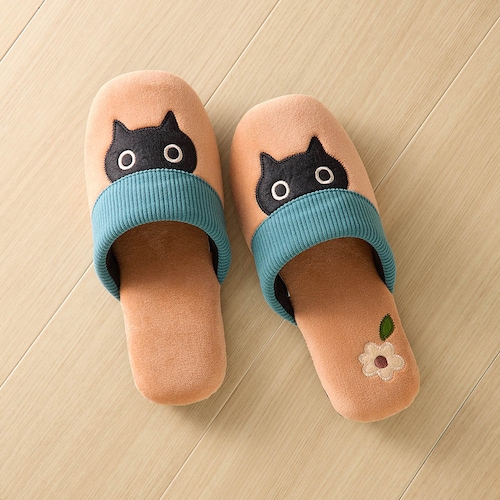 異素材使い刺繍スリッパ