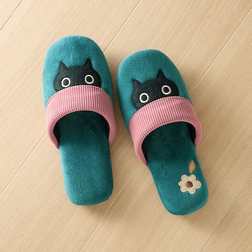 異素材使い刺繍スリッパ