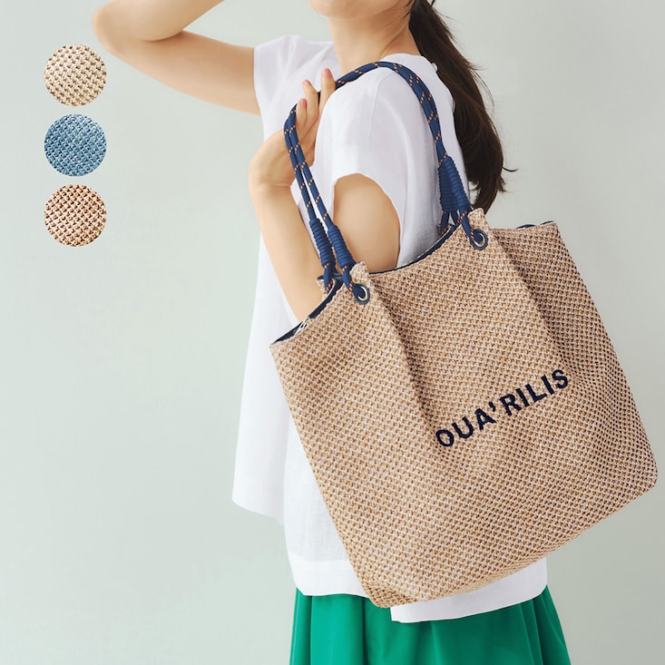 ロゴ刺繍メッシュトートバッグ【軽量・A4対応】
