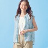 【ベルメゾン】シアーチェックノースリーブブラウス