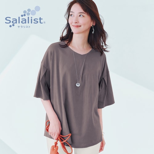 袖タックチュニックＴシャツ【吸水速乾】