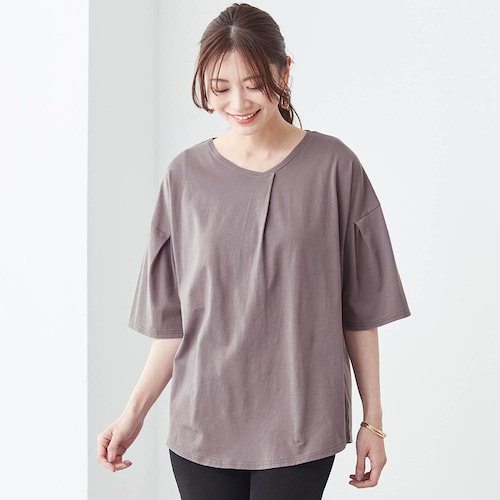 袖タックチュニックＴシャツ【吸水速乾】
