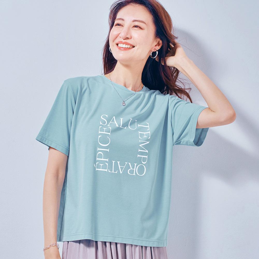 【ベルメゾン】スクエアロゴプリント半袖Tシャツ【接触冷感】