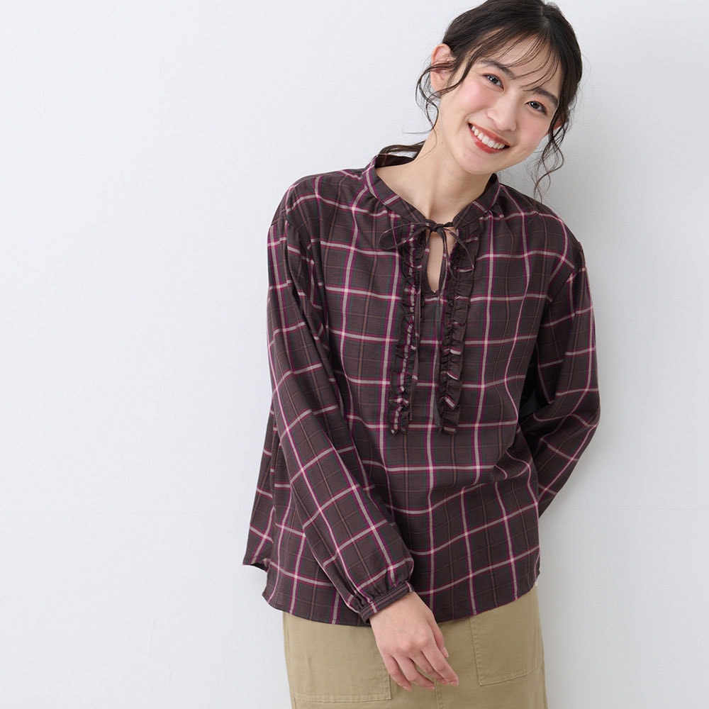 【ベルメゾン】フリルぽわん袖ブラウス