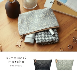 【ベルメゾン】【保護ネコに寄付できる】「コスメや小物が、すっきり入る」ダマスク柄ポーチM[日本製]