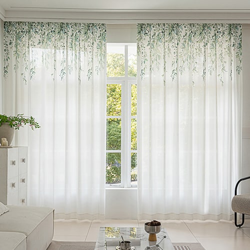 絵画のようなデザインが美しいUVカット・遮熱・遮像レースカーテン＜2枚＞