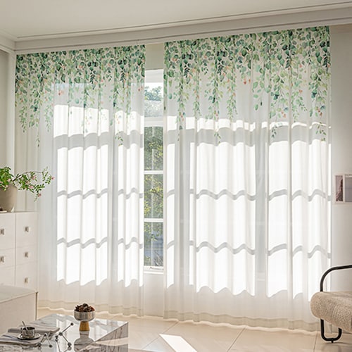 絵画のようなデザインが美しいUVカット・遮熱・遮像レースカーテン＜2枚＞