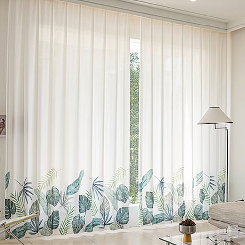 絵画のようなデザインが美しいUVカット・遮熱・遮像レースカーテン＜2枚＞