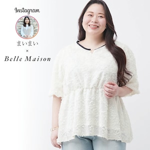 【ラ・フィット/la*fite】ジャカード素材ブラウス 【インフルエンサーまいまいコラボ】