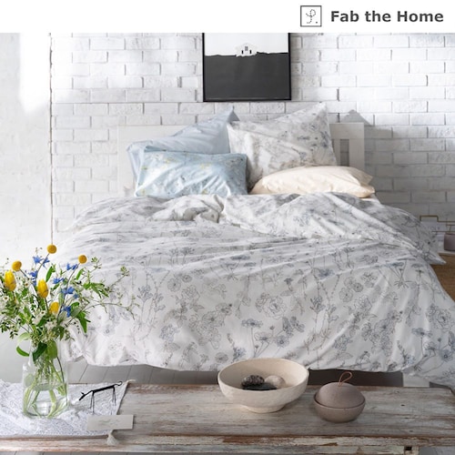 綿素材のフラワーデザイン掛け布団カバー・枕カバー＜単品＞