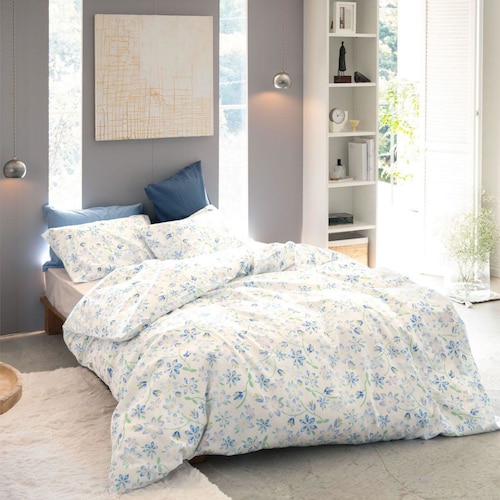 綿素材を使ったフラワー柄の掛け布団カバー・枕カバー＜単品＞