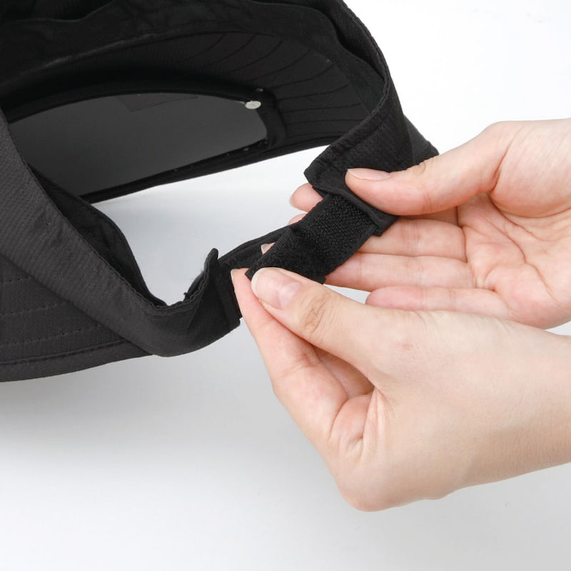 後頭部の面ファスナーでしっかり固定