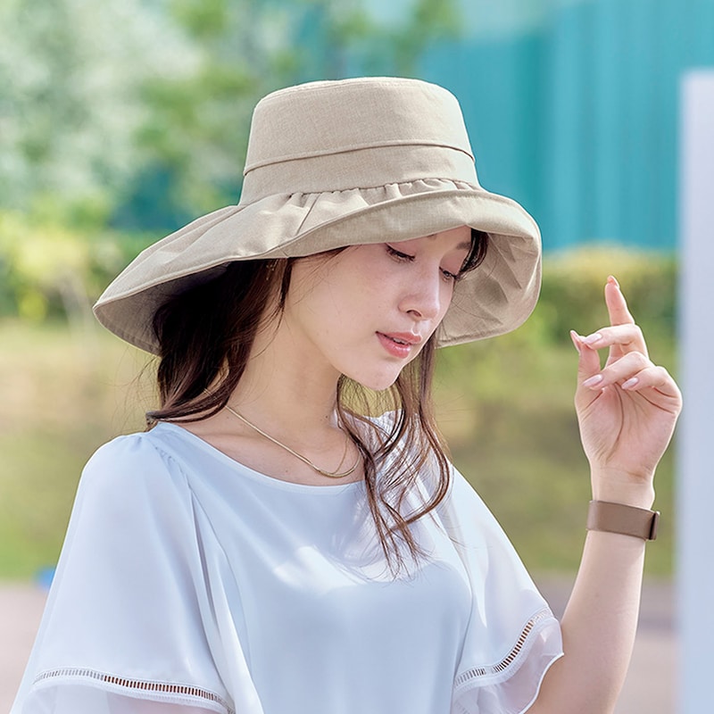 首の後ろまでガードするワイドハット