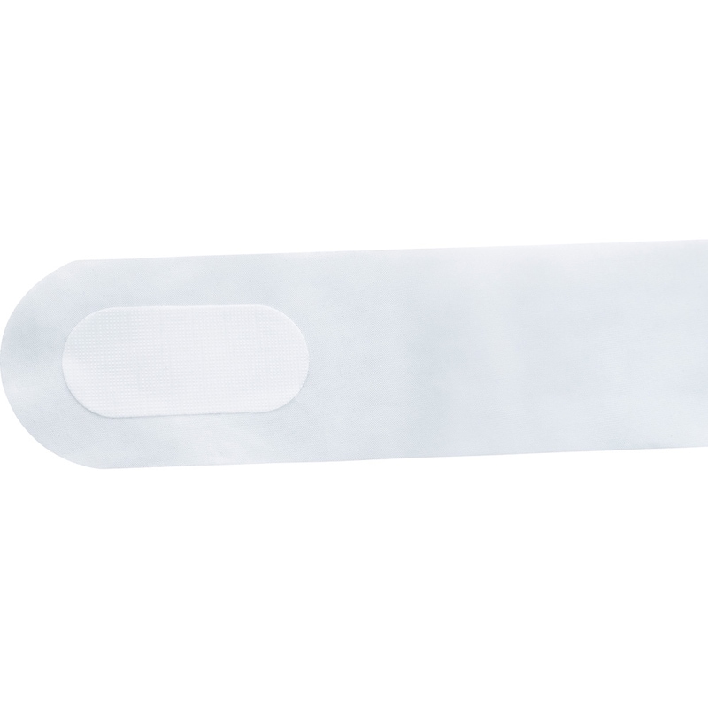 どこでも留まる面ファスナーで、首に合わせて調節できます