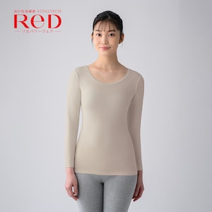 【レッド/ReD】【女性用】Uネックインナー長袖 肩コリ改善 【一般医療機器/リカバリーウェア】
