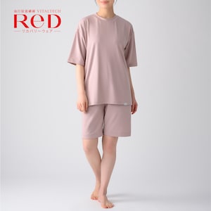 【レッド/ReD】スリープ プルオーバー半袖 & ショートパンツセット【男女兼用】 【一般医療機器/リカバリーウェア】