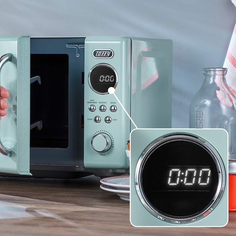 電子レンジの状態や加熱時間・設定が見やすいホワイトLEDバックライト付き液晶