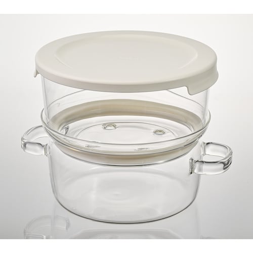 電子レンジで手軽に2段蒸し調理 ガラスのせいろ蒸し器 【食洗機対応】