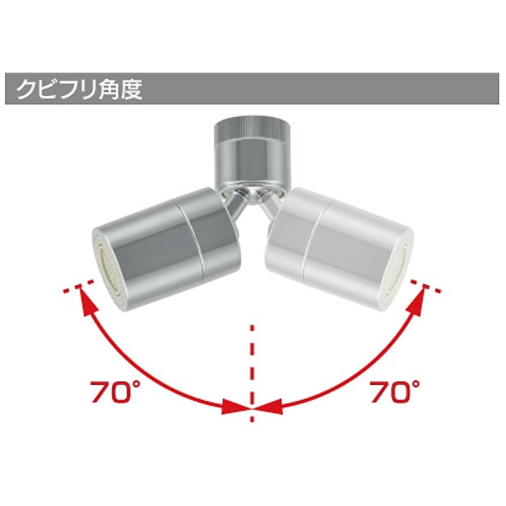 首振り機能付き(左右70°まで調節可能)のため、シンクの隅々まで掃除することができます
