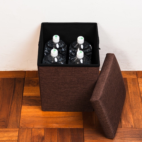 座れる畳んでしまえる収納スツールボックス 【ウォーターサーバーボトルがぴったり入る】